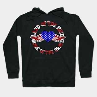 US Flag Land of the free Heart wings Hoodie